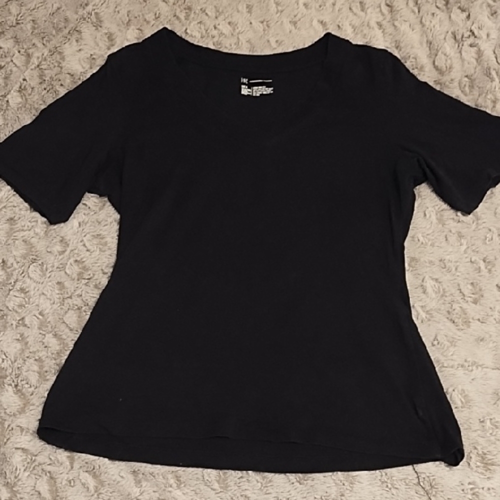 INC International Concepts Black Short Sleeve Top